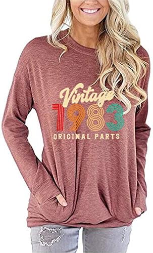 מתנת יום הולדת 40 נשים סווטשירט אופנה וינטג '1983 חלקים מקוריים סוודאות חולצות מזדמנים לנשים