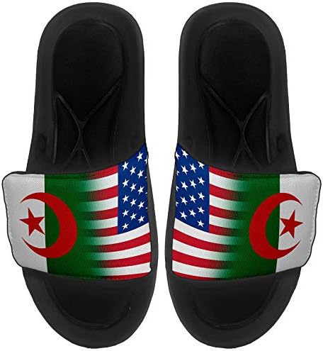 ExpressItbest מרופד סנדלים/שקופיות לגברים, נשים ונוער - דגל אלג'יריה - דגל אלג'יריה