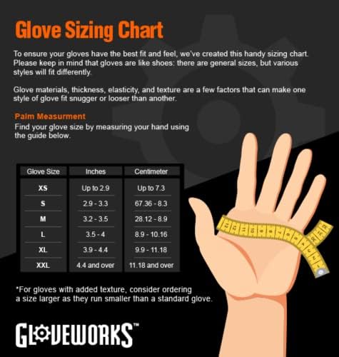 GloveWorks HD כפפות ניטריל כתומות תעשייתיות עם אחיזת מרקם יהלום מורם, קופסה של 100, 8 מיליטר, גודל קטן,