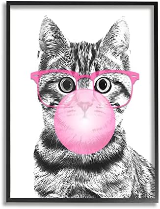 תעשיות סטופל מקסים חתול מסטיק ורוד משקפיים מונוכרום איור, עיצוב על ידי אנליסה לטלה