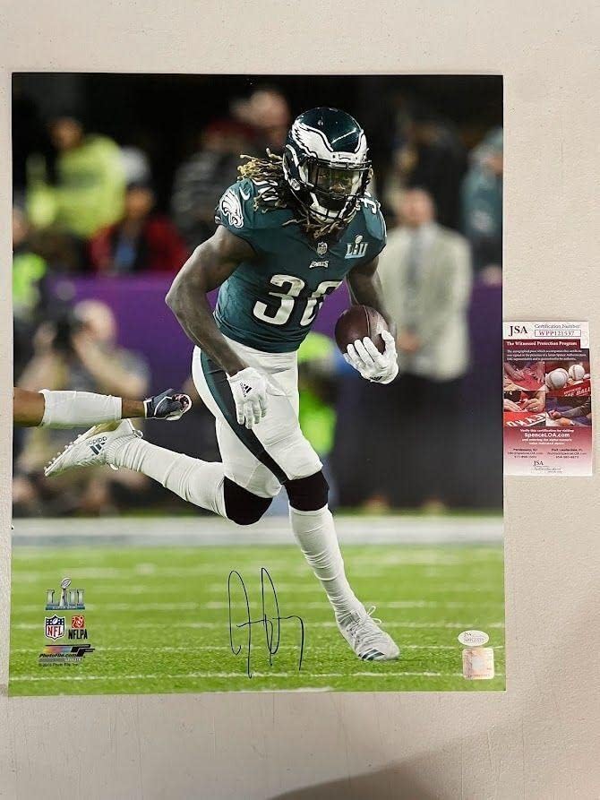 ג'יי אג'אי חתום על חתימה פילדלפיה איגלס SBLII 16x20 צילום JSA - תמונות NFL עם חתימה