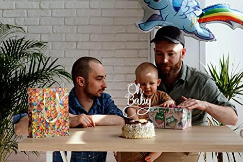 Ahaoray OH TOPPER עוגת תינוקות - פרימיום כסוף עוגת עוגת עוגת יום הולדת לתינוקות, מושלם למקלחת/ מגדר לחשוף מסיבה/ אבזרי