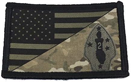 מכניסים USMC 2nd Marine Division ארהב דגל דגל מורל טלאי טקטי צבאי. 2x3 וו לולאה המיוצרים בארצות הברית מושלמים לתיק