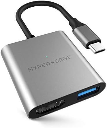 Hyperdrive USB סוג C HDMI מתאם, 3-in-1 USB C לממיר HDMI אלומיניום דיגיטלי רב-פורט סוג-C רכזת W 4K HDMI, USB-C