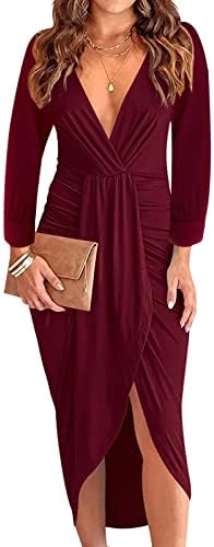 שמלות שרוול ארוך לנשים סתיו חורף נ 'סטרץ צוואר ארוך עפרונות חריצים שמלות בסיסיות בגדים נערות בגדים