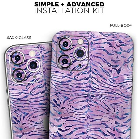 תכנן Skinz סגול צבעי מים דפוס נמר מגן מגן על כיסוי עור גלישת עור ויניל תואם ל- Apple iPhone 11 Pro Max