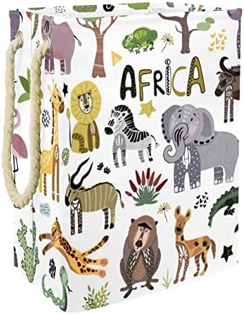 אפריקאי בעלי חיים מסיבת דפוס גדול כביסת עמיד למים מתקפל בגדי סל סל בגדי צעצוע ארגונית, בית תפאורה לחדר שינה אמבטיה