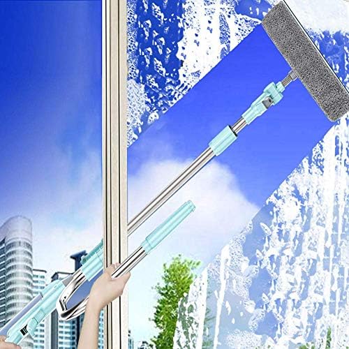 ניקוי מדחקי חלונות DSJ, 2 ב 1 מגב מקלחת עם עמוד הרחבה, כלי ניקוי זכוכית למוט חלון גבוה/חיצוני.
