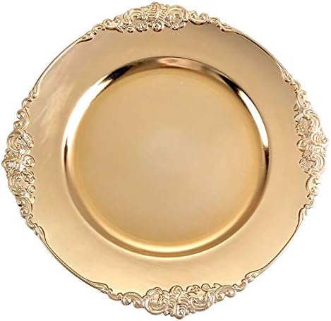 צלחות מטען זהב של טייגר שף - מטענים לצלחות עתיקות ללוחות ארוחת ערב - סט של 12 מטעני ארוחת ערב