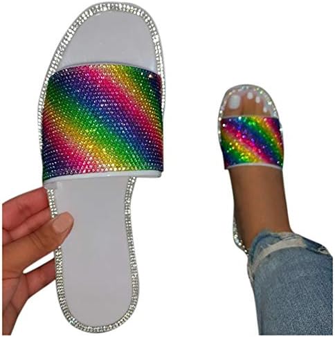 נעלי לנשים נעלי קיץ סנדלי נצנצים צבעי קשת נעלי נעליים מזדמנים.