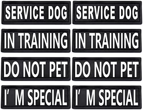 8 יחידות שירות כלבים טלאי 6 x 2, אל תעבור כלב חיית מחמד/שירות/באימונים/אני טלאים מיוחדים, דפוס ברור וטייקים של