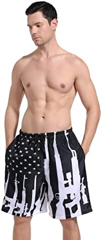 שרה נל גברים של אמריקאי אופנה לנשימה חוף לוח מכנסיים קצרים אקדח עיצוב אמריקאי דגל בגד ים מהיר יבש