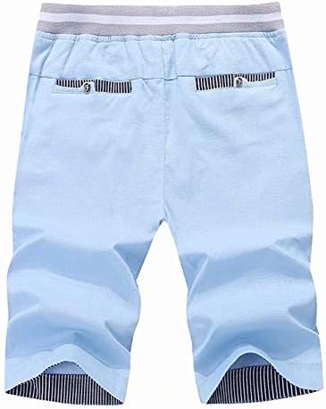 מכנסיים קצרים מזדמנים של ילד גדול קיץ כותנה התאמה קלאסית שרוך מכנסיים קצרים חוף מותניים אלסטיים עם כיסים