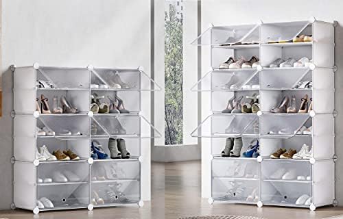 מתלה נעל של Unzipe Cabient, 56 זוגות נעליים מארגן קוביית פלסטיק מדפי נעליים מדפי נעליים עומדים חופשיים לארון, מסדרון כניסה