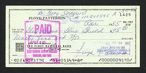 פלויד פטרסון חתם 3 על 6 צ 'ק מס' 163677-חתימות חתך אגרוף