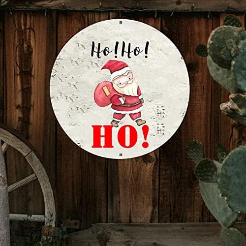 שלט קבלת פנים DECSTIC חג המולד סנטה קלאוס הוהוהו שלט מתכת עגול שלט מתכת שלום קיר חורף קיר חורף שלטי לוחית למוסך