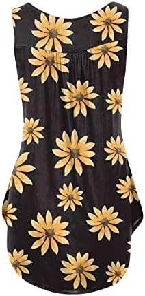חולצות חג לנשים 2023 אביב צווארון כפתור ללא שרוולים חולצת חולצת פרחים הדפסת גופיות נשים מזדמנים