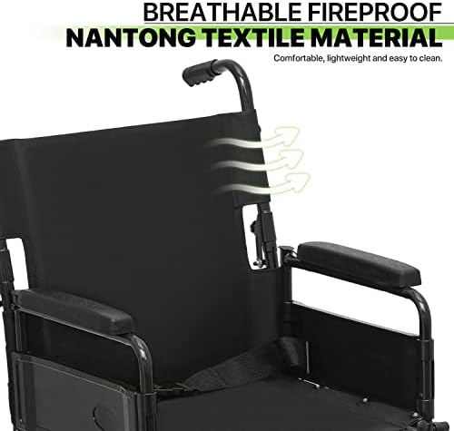 כיסא גלגלים מגשיון למבוגרים עם בקרת קיפול דוושת רגל ומשענת גב אחורית מושב קל משקל ברוחב 18 אינץ ' כיסא גלגלים