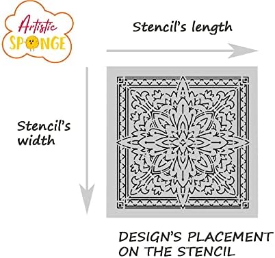 ריבוע אריחים מרוקאי מנדלה אקזוטי א5 א4 א3 וגדלים גדולים יותר עיצוב קיר אמנות סטנסיל לשימוש חוזר / מ11