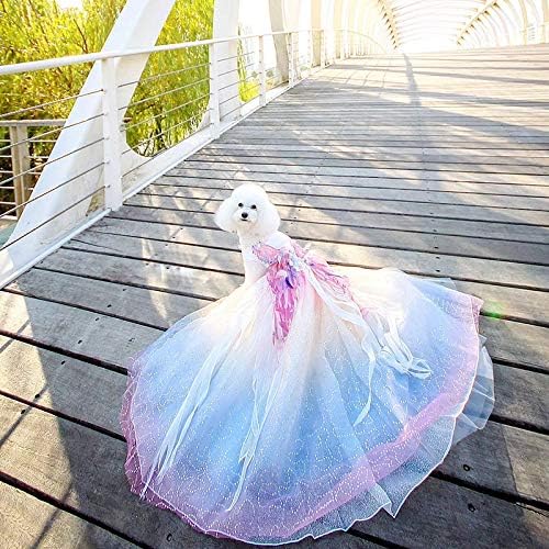 חיות מחמד כלב שמלת לכלבים קטנים נגרר נסיכת חתונה שמלת גור בגדי מדהים כנף מעטרים פרל קשת צ ' יוואווה