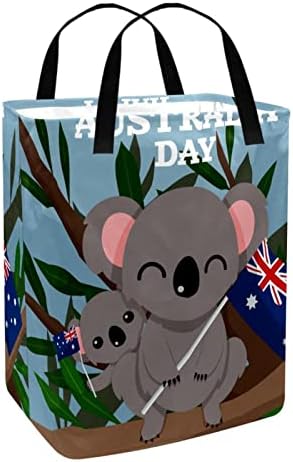 יום אוסטרליה שמח הדפסת קואלה חמודה סל כביסה מתקפל, סלי כביסה עמידים למים 60 ליטר אחסון צעצועי כביסה לחדר שינה בחדר האמבטיה
