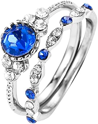 טבעת שרשרת עדינה אירוסין נשים 2 חלקים יחיד של ערכות מתנה הצעה טבעת טבעת כלה כולה רטרו אירוסין כלה טבעת הבטחה טבעת תנו