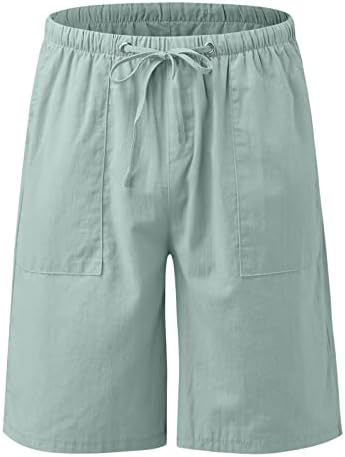 מכנסי ברמודה בצבע טהור לנשים באורך הברך אורך הברך ג'רזי מזדמן מכנסיים קצרים עם כיסים עמוקים טרקלין ארוכים מכנסי כושר קצרים