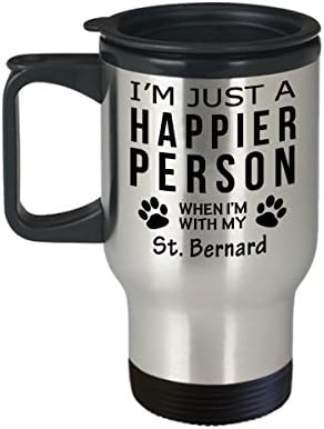 חובב כלבים טיול ספל קפה - אדם מאושר יותר עם מתנות הצלת בעלים של סנט ברנרד