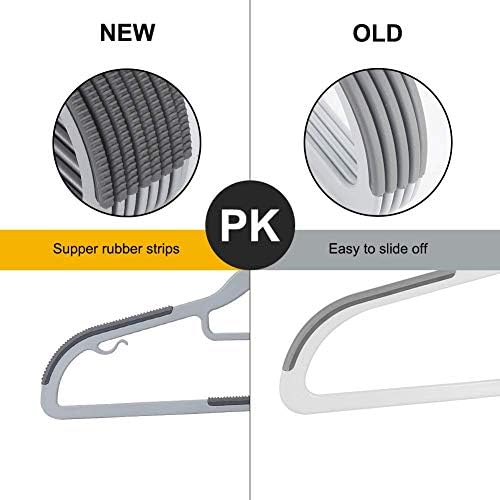 קולבי פלסטיק OIKA 50 חבילה קולבי בגדים רטובים יבשים עם רפידות סופר ללא החלקה 0.2 אינץ 'עובי 16.5 אינץ' חוסך אפור