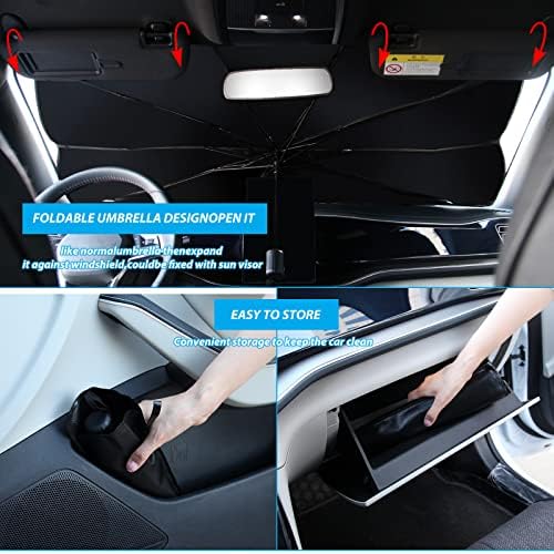 מטריית שמש קדמית מתקפלת לרכב מתקפל, שמור על קירור ברכב, חוסם קרני UV להגן על פנים לרכב, קל לאחסון ושימוש