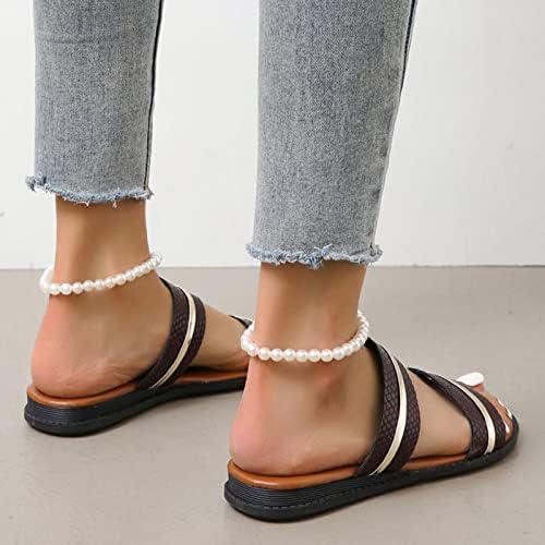 נעלי בית שטוחות של נשים, החלקה אופנת קיץ על סנדלי פלופים מגלשות בוהן פתוחות סנדלי חוף נעליים חיצוניות נגד החלקה