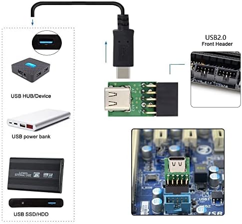 CY מתאם יציאה יחידה USB 3.1 סוג C USB-C נקבה ל- USB 2.0 לוח האם 9pin 10 pin מתאם כותרת PCBA 480Mbps