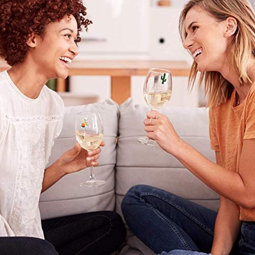 פשוט הקסים יין זכוכית קסמי עבור ללא גזע משקפיים - מגנטי הלמה וקקטוס לשתות או משקאות סמני סט של 6