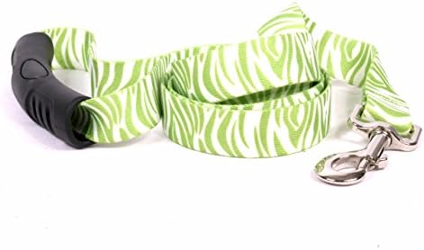 עיצוב כלבים צהוב זברה ירוק EZ-אחיזה רצועה עם נוחות-ידית-חלקת/בינוני -3/4 ו -5 רגל