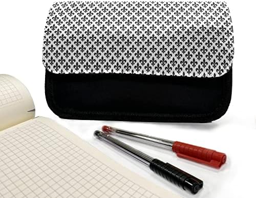 מארז עיפרון פלר דה ליס לונאלי, צללית קלאסית ישנה, ​​תיק עיפרון עט בד עם רוכסן כפול, 8.5 x 5.5, לבן שחור