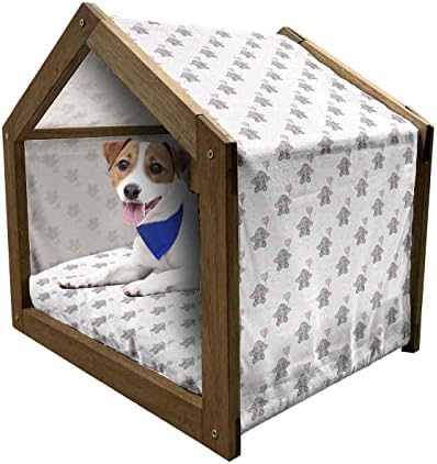 Ambesonne סגול מנדלה בית כלבים עץ, מוטיב בוהמי סגנון עיצוב עיצוב יקום תמונה, מלונה כלבים ניידת מקורה וחיצונית עם כרית וכיסוי,