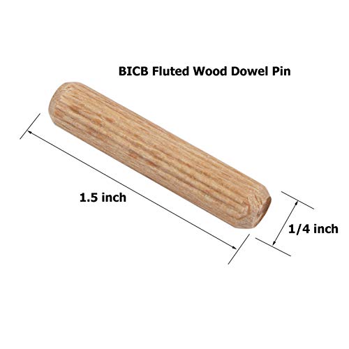 סיכות כבשן מעץ מחורץ, 1/4 x 1.5- 200 חלקים, עשויים Beechwood