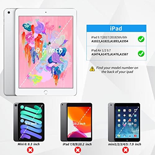 קנקה אייפד דור 6 / iPad 5th Gen / iPad Air 2 / Air 1 מקלדת מארז מקלדת עם מחזיק עיפרון מובנה, כיסוי מקלדת Bluetooth אלחוטי לניתוק