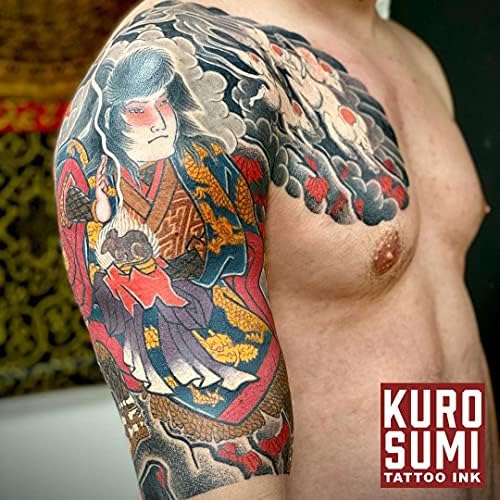 KURO SUMI יפני צבע קעקוע פיגמנטים, דיו קעקוע מקצועי טבעוני, המתווה שחור, 12 אונקיה