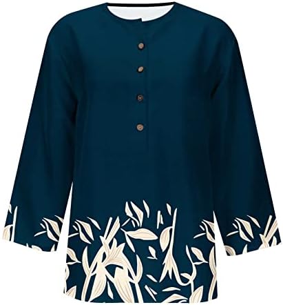 חולצות פרפר הנלי נשים חולצות אורך מרפק 2023 בגדי רחוב 3/4 שרוול חולצות היפי כפתור קיץ V צוואר טיז