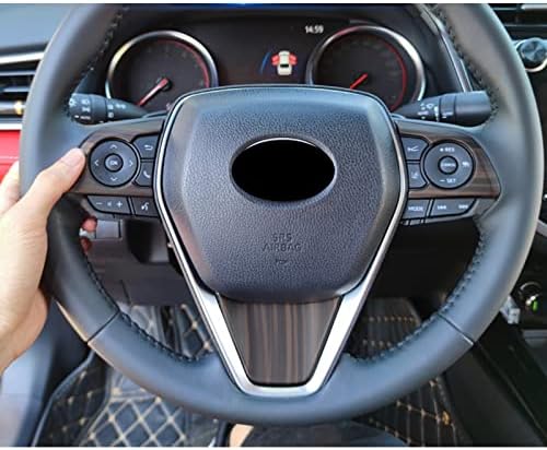 KEALAS 3PCS ABS ABS עץ גרגיר הגה על כפתור כפתור כפתור מדבקת קישוט פנים לקישוט מדבקה אביזרים לקצץ לטויוטה קאמרי 2018