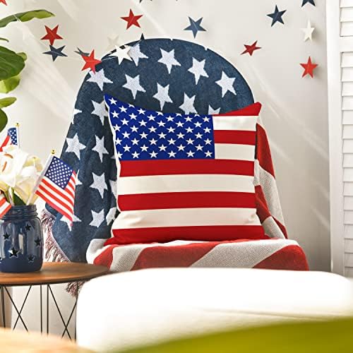 Avoin 4 ביולי פטריוטי אומר כרית לזרוק כחול מכסה 20 x 20 סט של 4, Freedom America America Liberty דגל ארהב דגל עצמאות