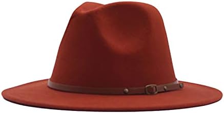כובע פנמה פנמה רחב שוליים כובע קלאסי מתכוונן כובע שוליים רחב אופנה כובע פנמה פנמה כובע פדורה עם אבזם חגורה נשים