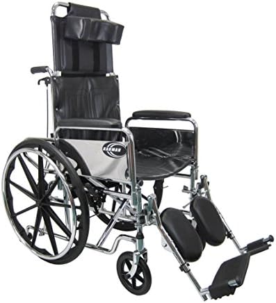 קרמן בריאות ק. נ.-880-ה 50 ק ג כיסא גלגלים שכיבה קל משקל עם משענות רגליים נשלפות בכרום, מושב 18 על 16