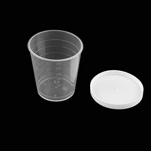 X-DREE 2 PCS 30 מל בית ספר מעבדה שקופה פלסטיק מיכל נוזלי מדידת כוס כוס (2 יונידים 30 מל Escuela de Laboratorio Plástico