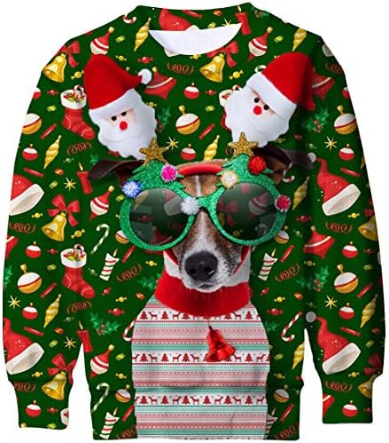 נערי בנות מכוערות סוודר חג המולד מצחיק חולצות צמר מודפסות 3 חולצות סוודר חג המולד חולצות טי גרפיות 4-16 ט