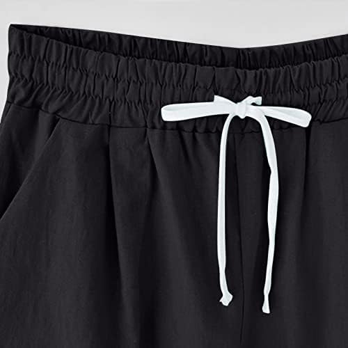 נשים מכנסיים קצרים מזדמנים פשתן כותנה חיננית מודפס