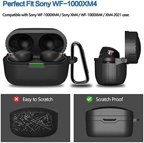 מקרים לכסות עבור Sony WF-1000XM4, מארז TPU עם מחזיק מפתחות עמיד לזיף הוכחת ירידה גוף מלא מארז הגנה על אוזניות אלחוטיות