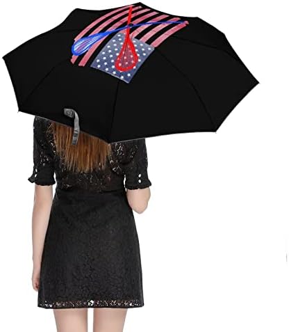 LACROSSE ארהב דגל טיול מטרייה אטומה לרוח 3 קפלים אוטומטית פתוחה מטרייה מתקפלת קרובה לגברים נשים