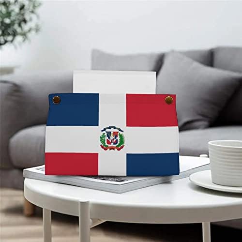 דגל הרפובליקה הדומיניקנית פו עור מחזיק רקמות מחזיק מגבות נייר שקית אחסון לחדר שינה משרדי ביתי